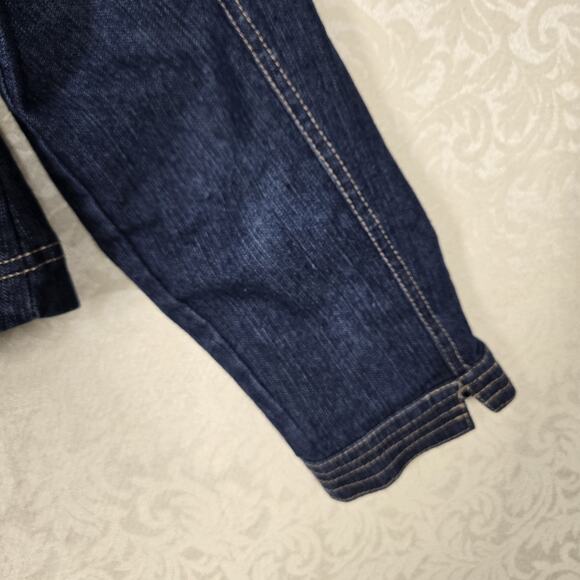 VTG Live A Little Denim Jacket sz L Blue Snap Front Pockets Fitted Top Stitched - Picture 11 of 16